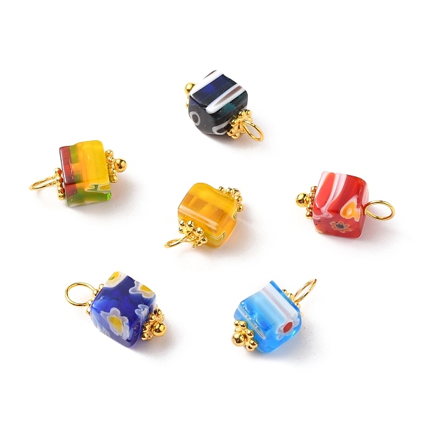 PandaHall Handmade Millefiori Glass Charms, with Alloy Spacer Beads and Brass Ball Head Pins, Cube, Golden, Mixed Color, 12x6mm, Hole: 3mm..., Multicolor
PandaHall Handmade Millefiori Glass Charms, with Alloy Spacer Beads and Brass Ball Head Pins, Cube, Golden, Mixed Color, 12x6mm, Hole: 3mm..., Multicolor