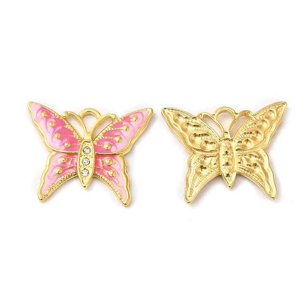 PandaHall Real 18K Gold Plated 304 Stainless Steel Rhinestone Pendants, with Enamel, Butterfly Charms, Hot Pink, 20x24.5x2mm, Hole: 3x2mm...
PandaHall Real 18K Gold Plated 304 Stainless Steel Rhinestone Pendants, with Enamel, Butterfly Charms, Hot Pink, 20x24.5x2mm, Hole: 3x2mm...