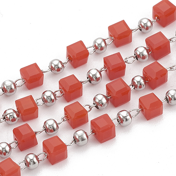 PandaHall Handmade Glass Beaded Chains, Soldered, with Spool, 304 Stainless Steel Findings and Iron Beads, Cube, Stainless Steel Color, Red...
PandaHall Handmade Glass Beaded Chains, Soldered, with Spool, 304 Stainless Steel Findings and Iron Beads, Cube, Stainless Steel Color, Red...