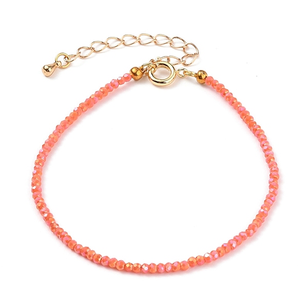 PandaHall Faceted Electroplate Glass Beaded Bracelets, with Golden Plated Brass Spring Ring Clasps, Rondelle, Dark Salmon, 7-1/2 inch(19cm)...
PandaHall Faceted Electroplate Glass Beaded Bracelets, with Golden Plated Brass Spring Ring Clasps, Rondelle, Dark Salmon, 7-1/2 inch(19cm)...