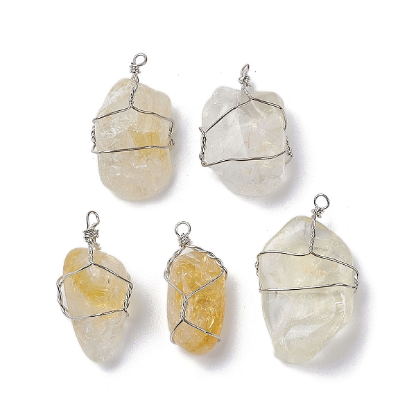 PandaHall Natural Citrine Copper Wire Wrapped Pendants, Nuggets Charms, Platinum, 29.5~37x14~22x9.5~17.5mm, Hole: 2.2mm Citrine Nuggets
PandaHall Natural Citrine Copper Wire Wrapped Pendants, Nuggets Charms, Platinum, 29.5~37x14~22x9.5~17.5mm, Hole: 2.2mm Citrine Nuggets