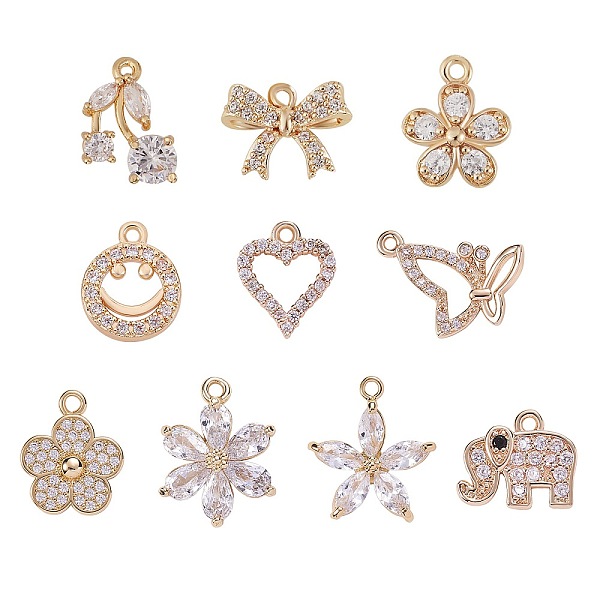 PandaHall 10Pcs 10 Style Rack Plating Brass Cubic Zirconia Charms, Long-Lasting Plated, Flower, Light Gold, 10~21x8.5~19.5x2~5mm, hole..., Clear
PandaHall 10Pcs 10 Style Rack Plating Brass Cubic Zirconia Charms, Long-Lasting Plated, Flower, Light Gold, 10~21x8.5~19.5x2~5mm, hole..., Clear