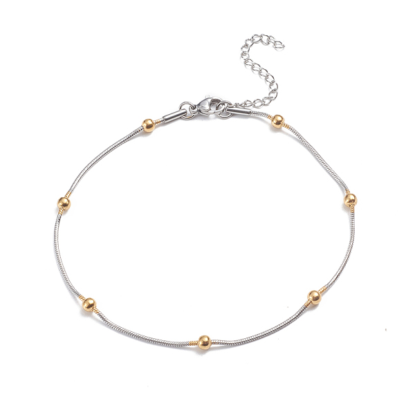PandaHall 304 Stainless Steel Round Snake Chain Anklets, with Round Beads and Lobster Claw Clasps, Golden & Stainless Steel Color, 9-1/2...
PandaHall 304 Stainless Steel Round Snake Chain Anklets, with Round Beads and Lobster Claw Clasps, Golden & Stainless Steel Color, 9-1/2...