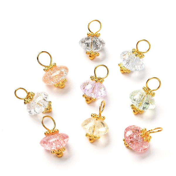 PandaHall Crackle Glass Pendants, with Brass Findings, Golden, Rondelle, Mixed Color, 12x8mm, Hole: 3.5mm Brass+Glass Rondelle Multicolor
PandaHall Crackle Glass Pendants, with Brass Findings, Golden, Rondelle, Mixed Color, 12x8mm, Hole: 3.5mm Brass+Glass Rondelle Multicolor
