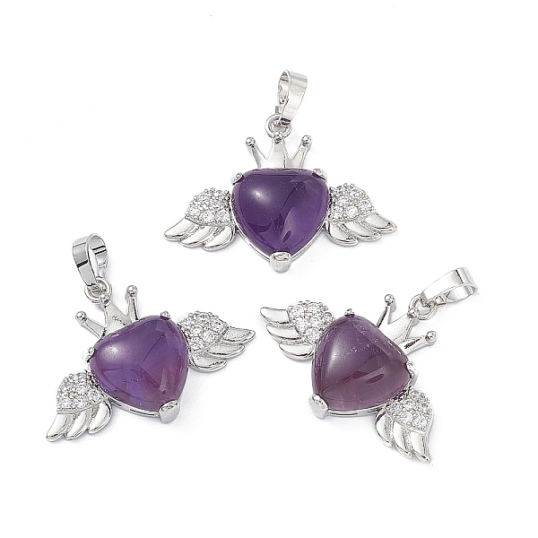 PandaHall Natural Amethyst Pendants, Heart Charms with Wings & Crown, with Platinum Tone Brass Crystal Rhinestone Findings, 26x35.5x8mm...
PandaHall Natural Amethyst Pendants, Heart Charms with Wings & Crown, with Platinum Tone Brass Crystal Rhinestone Findings, 26x35.5x8mm...