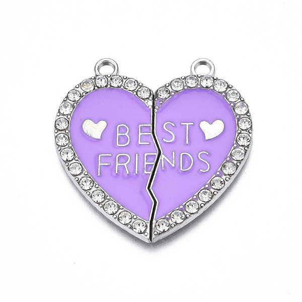 PandaHall Alloy Enamel Split Pendant, with Rhinestone, Cadmium Free & Nickel Free & Lead Free, Platinum, Broken Heart with Word Best Friend...
PandaHall Alloy Enamel Split Pendant, with Rhinestone, Cadmium Free & Nickel Free & Lead Free, Platinum, Broken Heart with Word Best Friend...