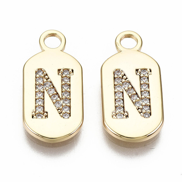 PandaHall Brass Micro Pave Clear Cubic Zirconia Pendants, Nickel Free, Real 18K Gold Plated, Oval with Word, Letter.N, 16x7.5x1.5mm, Hole...
PandaHall Brass Micro Pave Clear Cubic Zirconia Pendants, Nickel Free, Real 18K Gold Plated, Oval with Word, Letter.N, 16x7.5x1.5mm, Hole...