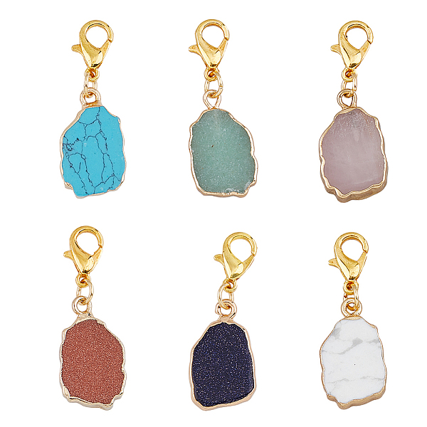 PandaHall Gemstone Nuggets Pendant Decoration, with Alloy Lobster Claw Clasps, 33mm, 6 style, 1pc/style, 6pcs/set Mixed Stone Nuggets
PandaHall Gemstone Nuggets Pendant Decoration, with Alloy Lobster Claw Clasps, 33mm, 6 style, 1pc/style, 6pcs/set Mixed Stone Nuggets