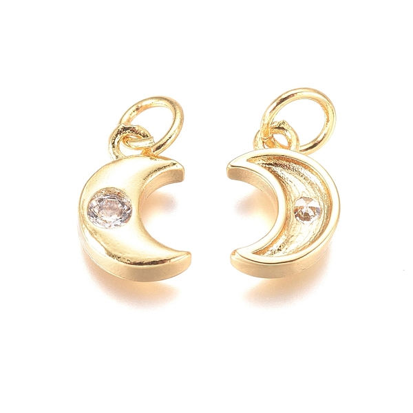 PandaHall Brass Charms, with Cubic Zirconia and Jump Rings, Heart, Clear, Golden, 10.5x7x2mm, Hole: 3mm Brass+Cubic Zirconia Moon Clear
PandaHall Brass Charms, with Cubic Zirconia and Jump Rings, Heart, Clear, Golden, 10.5x7x2mm, Hole: 3mm Brass+Cubic Zirconia Moon Clear