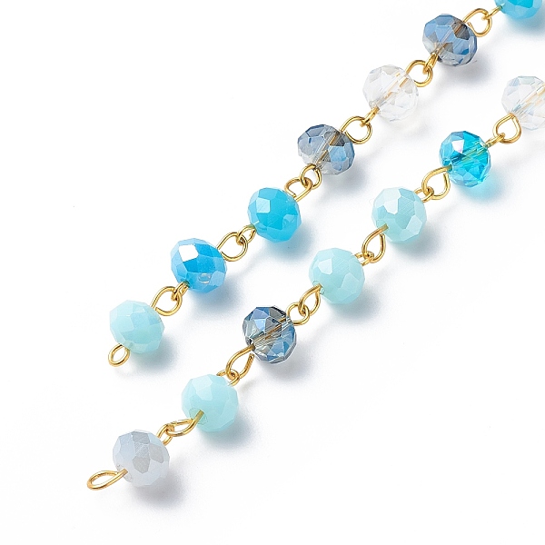 PandaHall Handmade Electroplate Glass Faceted Rondelle Beaded Chains, with Iron Eye Pins, Unwelded, Light Sky Blue, 13.5x8mm, about 3.28...
PandaHall Handmade Electroplate Glass Faceted Rondelle Beaded Chains, with Iron Eye Pins, Unwelded, Light Sky Blue, 13.5x8mm, about 3.28...