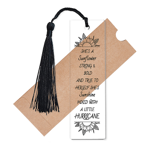 PandaHall Acrylic Bookmarks, with Polyester Tassel Decorations, Rectangle Bookmarks, Quote She's A Flower, Sunflower Pattern, 118x35x2.5mm...
PandaHall Acrylic Bookmarks, with Polyester Tassel Decorations, Rectangle Bookmarks, Quote She's A Flower, Sunflower Pattern, 118x35x2.5mm...