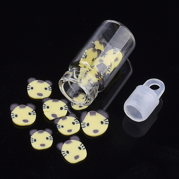 PandaHall Handmade Polymer Clay Kitten Nail Art Decoration Accessories, with Glass Wishing Bottle and CCB Plastic Bottle Stopper, Cartoon..., Yellow
PandaHall Handmade Polymer Clay Kitten Nail Art Decoration Accessories, with Glass Wishing Bottle and CCB Plastic Bottle Stopper, Cartoon..., Yellow