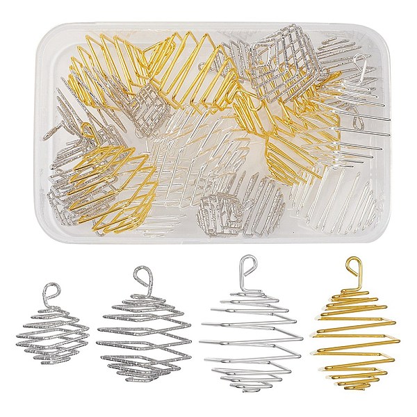 PandaHall 20Pcs 4 Styles Iron Wire Spiral Bead Cage Pendants, Square Charms, Mixed Color, 20.5~40x14.5~24.5x14.5~24.5mm, Hole...
PandaHall 20Pcs 4 Styles Iron Wire Spiral Bead Cage Pendants, Square Charms, Mixed Color, 20.5~40x14.5~24.5x14.5~24.5mm, Hole...