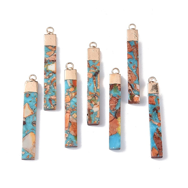 PandaHall Dyed Synthetic Imperial Jasper Pendants, Rectangle Charms with Golden Tone Brass Findings, Chocolate, 46x7x4mm, Hole: 2.5mm..., Brown
PandaHall Dyed Synthetic Imperial Jasper Pendants, Rectangle Charms with Golden Tone Brass Findings, Chocolate, 46x7x4mm, Hole: 2.5mm..., Brown