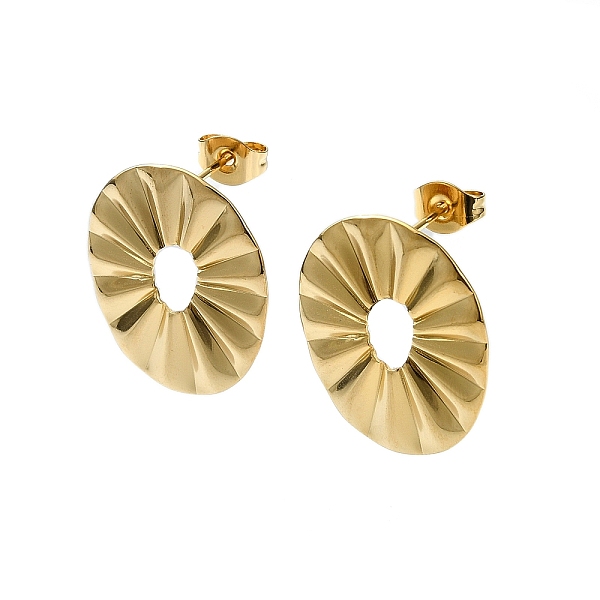 PandaHall Ion Plating(IP) 201 Stainless Steel Stud Earrings, with 304 Stainless Steel Pins, Grooved Donut, Real 18K Gold Plated, 21x18mm 201...
PandaHall Ion Plating(IP) 201 Stainless Steel Stud Earrings, with 304 Stainless Steel Pins, Grooved Donut, Real 18K Gold Plated, 21x18mm 201...