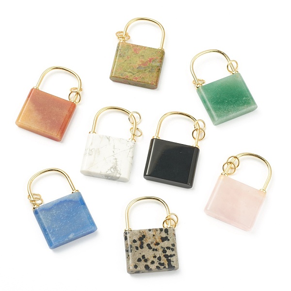 PandaHall Natural Mixed Gemstone Pendants, with Golden Plated Brass Findings, Lock, 46.5~47x30x7mm, Hole: 6mm Mixed Stone Lock
PandaHall Natural Mixed Gemstone Pendants, with Golden Plated Brass Findings, Lock, 46.5~47x30x7mm, Hole: 6mm Mixed Stone Lock