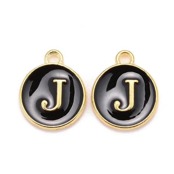PandaHall Golden Plated Alloy Charms, Cadmium Free & Lead Free, with Enamel, Enamelled Sequins, Flat Round with Letter, Black, Letter.J...
PandaHall Golden Plated Alloy Charms, Cadmium Free & Lead Free, with Enamel, Enamelled Sequins, Flat Round with Letter, Black, Letter.J...