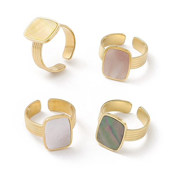 PandaHall Natural Shell Rectangle Open Cuff Ring, Gold Plated 304 Stainless Steel Jewelry for Women, Mixed Color, US Size 7(17.3mm) Shell
PandaHall Natural Shell Rectangle Open Cuff Ring, Gold Plated 304 Stainless Steel Jewelry for Women, Mixed Color, US Size 7(17.3mm) Shell