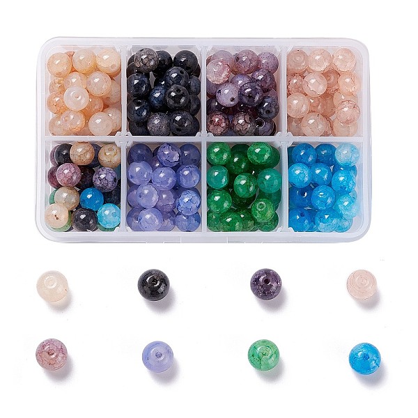 PandaHall Crackle Glass Beads, Round, Mixed Color, 8~8.5mm, Hole: 1mm, 8colors, 30pcs/color, 240pcs/box Glass Round Multicolor
PandaHall Crackle Glass Beads, Round, Mixed Color, 8~8.5mm, Hole: 1mm, 8colors, 30pcs/color, 240pcs/box Glass Round Multicolor