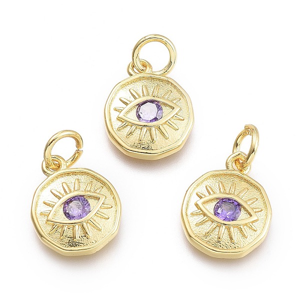 PandaHall Brass Micro Pave Cubic Zirconia Pendants, with Jump Ring, Flat Round with Eye, Real 18K Gold Plated, Lilac, 12x10x2mm, Jump Rings..., Purple
PandaHall Brass Micro Pave Cubic Zirconia Pendants, with Jump Ring, Flat Round with Eye, Real 18K Gold Plated, Lilac, 12x10x2mm, Jump Rings..., Purple