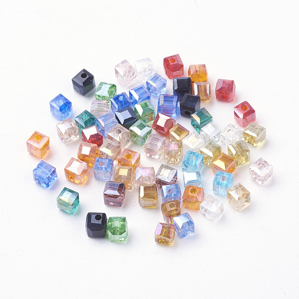 PandaHall Electroplate Glass Beads, AB Color Plated, Faceted, Cube, Mixed Color, 4x4x4mm, Hole: 1mm Glass Cube Multicolor
PandaHall Electroplate Glass Beads, AB Color Plated, Faceted, Cube, Mixed Color, 4x4x4mm, Hole: 1mm Glass Cube Multicolor