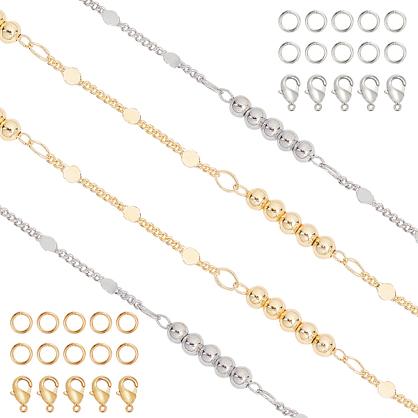 PandaHall CHGCRAFT 2 Colors 2m Handmade Brass Round Beaded Chains, with 20Pcs Jump Rings and 10Pcs Lobster Claw Clasps, for DIY Necklaces...
PandaHall CHGCRAFT 2 Colors 2m Handmade Brass Round Beaded Chains, with 20Pcs Jump Rings and 10Pcs Lobster Claw Clasps, for DIY Necklaces...