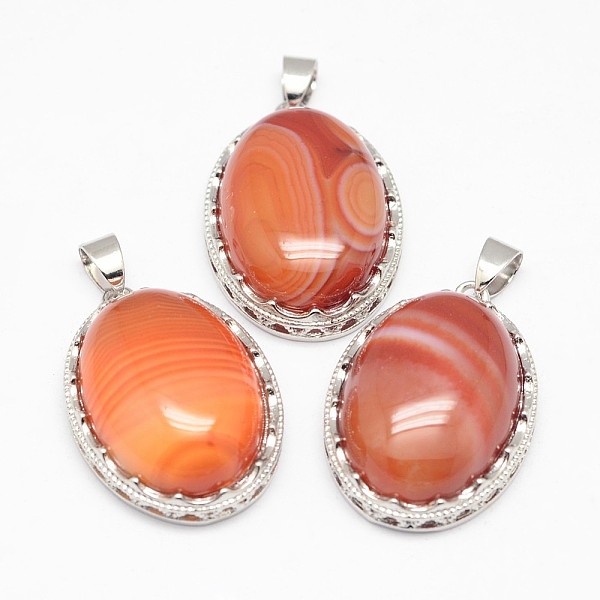 PandaHall Natural Red Striped Agate/Banded Agate Pendants, with Brass Findings, Oval, Dyed, Platinum, 30x21x10~11mm, Hole: 6x4mm Banded...
PandaHall Natural Red Striped Agate/Banded Agate Pendants, with Brass Findings, Oval, Dyed, Platinum, 30x21x10~11mm, Hole: 6x4mm Banded...