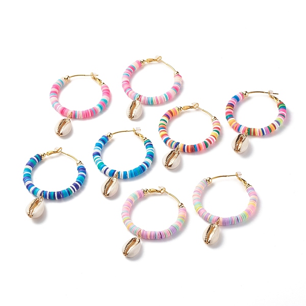 PandaHall Big Ring with Cowrie Shell Dangle Huggie Hoop Earrings, Handmade Polymer Clay Heishi Beaded Ring Hoop Earrings for Women, Mixed..., Multicolor
PandaHall Big Ring with Cowrie Shell Dangle Huggie Hoop Earrings, Handmade Polymer Clay Heishi Beaded Ring Hoop Earrings for Women, Mixed..., Multicolor