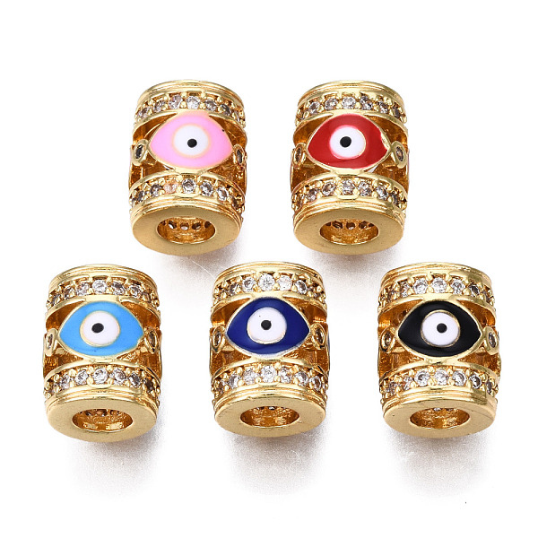 PandaHall Brass Micro Pave Cubic Zirconia Beads, with Enamel, Real 18K Gold Plated, Column with Evil Eye, Nickel Free, Mixed Color..., Multicolor
PandaHall Brass Micro Pave Cubic Zirconia Beads, with Enamel, Real 18K Gold Plated, Column with Evil Eye, Nickel Free, Mixed Color..., Multicolor