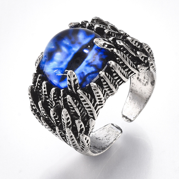 PandaHall Alloy Glass Cuff Finger Rings, Wide Band Rings, Dragon Eye, Antique Silver, Blue, Size 10, 20mm Glass Blue
PandaHall Alloy Glass Cuff Finger Rings, Wide Band Rings, Dragon Eye, Antique Silver, Blue, Size 10, 20mm Glass Blue