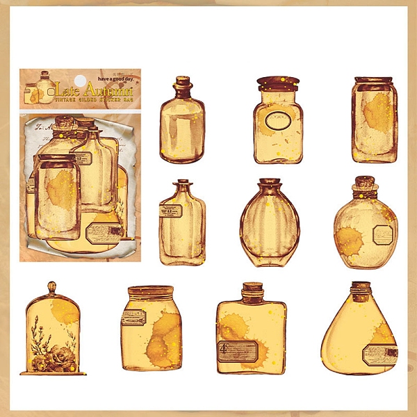 PandaHall 20Pcs 10 Styles Autumn Gold Stamping Paper Self Adhesive Decorative Stickers, for DIY Scrapbooking, Bottle, 146x95mm, 2pcs/style...
PandaHall 20Pcs 10 Styles Autumn Gold Stamping Paper Self Adhesive Decorative Stickers, for DIY Scrapbooking, Bottle, 146x95mm, 2pcs/style...