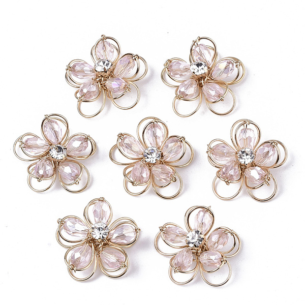 PandaHall Handmade Wire Wrapped Pendants, with Faceted Glass Beads, Crystal Rhinestone and Light Gold Plated Brass Wire, Flower, Pink...
PandaHall Handmade Wire Wrapped Pendants, with Faceted Glass Beads, Crystal Rhinestone and Light Gold Plated Brass Wire, Flower, Pink...