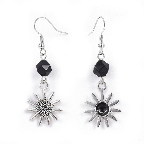PandaHall Tibetan Style Alloy Dangle Earrings, with Natural Black Agate Beads and Iron Earring Hooks, Flower, 53mm, Pin: 0.6mm Black Agate
PandaHall Tibetan Style Alloy Dangle Earrings, with Natural Black Agate Beads and Iron Earring Hooks, Flower, 53mm, Pin: 0.6mm Black Agate