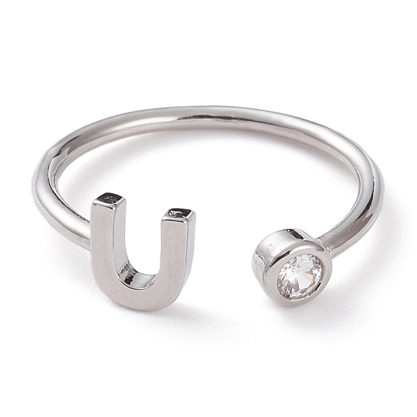 PandaHall Brass Micro Pave Clear Cubic Zirconia Cuff Rings, Open Rings, Long-Lasting Plated, Real Platinum Plated, Letter.U, US Size 6...
PandaHall Brass Micro Pave Clear Cubic Zirconia Cuff Rings, Open Rings, Long-Lasting Plated, Real Platinum Plated, Letter.U, US Size 6...