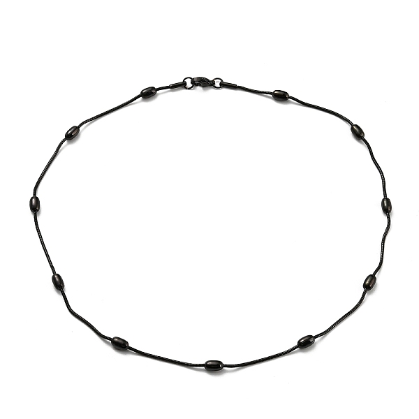 PandaHall 304 Stainless Steel Round Snake Chain Necklace with Oval Beaded, Electrophoresis Black, 16.46 inch(41.8cm) 304 Stainless Steel
PandaHall 304 Stainless Steel Round Snake Chain Necklace with Oval Beaded, Electrophoresis Black, 16.46 inch(41.8cm) 304 Stainless Steel