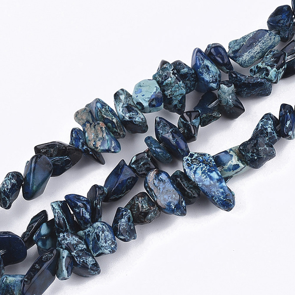 PandaHall Natural Imperial Jasper Beads Strands, Dyed, Chips, Marine Blue, 4~18x4~15x1~10mm, Hole: 1mm, about 88~100pcs/strand, 15.3...
PandaHall Natural Imperial Jasper Beads Strands, Dyed, Chips, Marine Blue, 4~18x4~15x1~10mm, Hole: 1mm, about 88~100pcs/strand, 15.3...