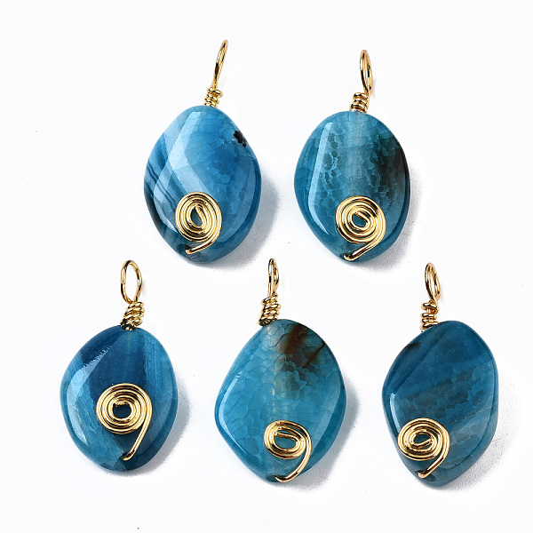 PandaHall Natural Crackle Agate Pendants, Golden Iron Wire Wrapped Pendants, Dyed, Twist Oval, 29~32x15~17x5~8mm, Hole: 2.5~5mm Crackle...
PandaHall Natural Crackle Agate Pendants, Golden Iron Wire Wrapped Pendants, Dyed, Twist Oval, 29~32x15~17x5~8mm, Hole: 2.5~5mm Crackle...