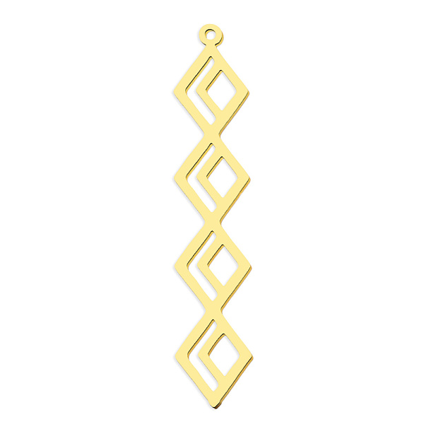 PandaHall 201 Stainless Steel Pendants, Laser Cut, Vacuum Plating, Rhombus, Golden, 48x9x1mm, Hole: 1.2mm 201 Stainless Steel Rhombus
PandaHall 201 Stainless Steel Pendants, Laser Cut, Vacuum Plating, Rhombus, Golden, 48x9x1mm, Hole: 1.2mm 201 Stainless Steel Rhombus