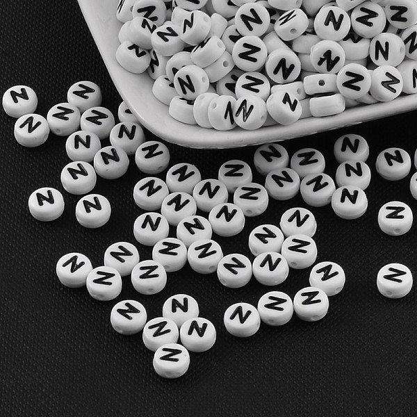 PandaHall Acrylic Beads, with Horizontal Hole, Letter, Flat Round, Letter.N, 7x4mm, Hole: 1mm, about 3500pcs/500g Acrylic Letter N White
PandaHall Acrylic Beads, with Horizontal Hole, Letter, Flat Round, Letter.N, 7x4mm, Hole: 1mm, about 3500pcs/500g Acrylic Letter N White