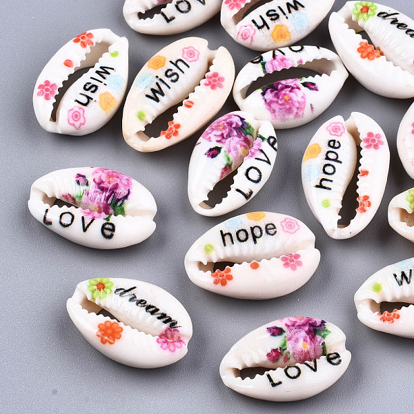 PandaHall Printed Natural Cowrie Shell Beads, No Hole/Undrilled, with Word & Flower Pattern, Mixed Color, 18~22x13~14x6~8mm Cowrie Shell..., Multicolor
PandaHall Printed Natural Cowrie Shell Beads, No Hole/Undrilled, with Word & Flower Pattern, Mixed Color, 18~22x13~14x6~8mm Cowrie Shell..., Multicolor