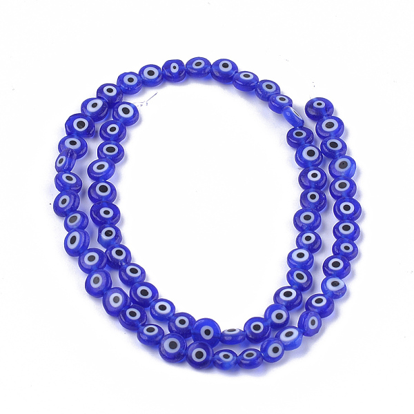 PandaHall Handmade Evil Eye Lampwork Beads Strands, Flat Round, Blue, 6x2.5mm, Hole: 1mm, about 64~65pcs/strand, 14.1 inch~14.5 inch...
PandaHall Handmade Evil Eye Lampwork Beads Strands, Flat Round, Blue, 6x2.5mm, Hole: 1mm, about 64~65pcs/strand, 14.1 inch~14.5 inch...