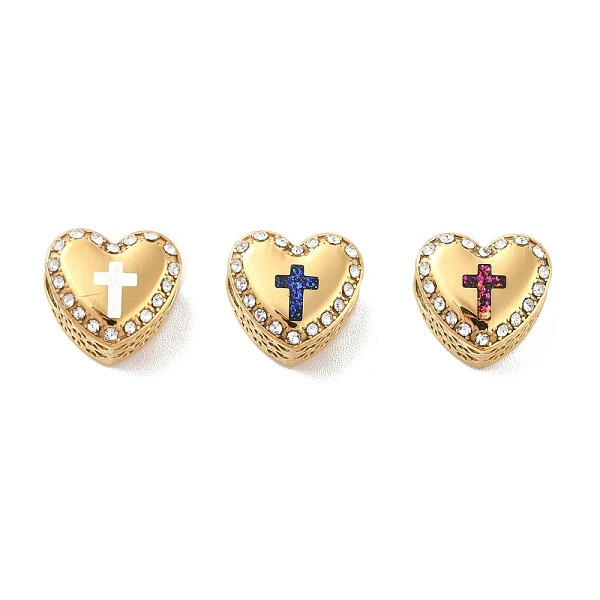 PandaHall 304 Stainless Steel European Beads, Large Hole Beads, with Rhinestone and Enamel, Heart with Cross, Mixed Color, Golden..., Multicolor
PandaHall 304 Stainless Steel European Beads, Large Hole Beads, with Rhinestone and Enamel, Heart with Cross, Mixed Color, Golden..., Multicolor