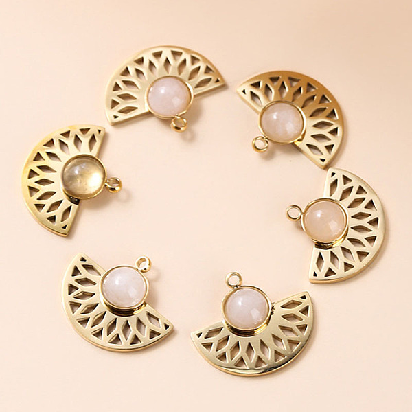 PandaHall Bohemia Style Natural Rose Quartz Pendants, Fan Charms, with Golden Tone Stainless steel Findings, 18x15x5mm Rose Quartz Fan
PandaHall Bohemia Style Natural Rose Quartz Pendants, Fan Charms, with Golden Tone Stainless steel Findings, 18x15x5mm Rose Quartz Fan
