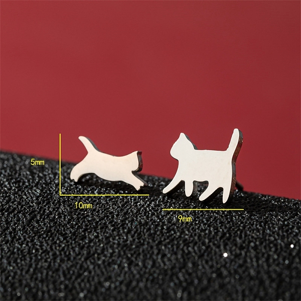 PandaHall Stainless Steel Stud Earrings, Cat Shape Asymmetrical Earrings, Stainless Steel Color, 5x10mm Stainless Steel Cat Shape
PandaHall Stainless Steel Stud Earrings, Cat Shape Asymmetrical Earrings, Stainless Steel Color, 5x10mm Stainless Steel Cat Shape