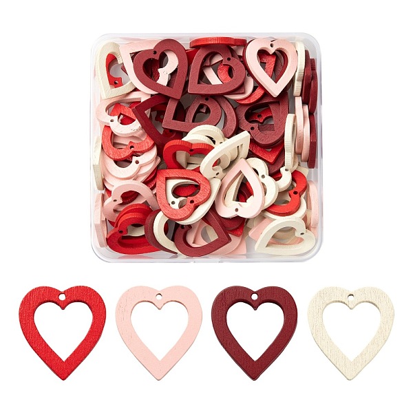 PandaHall 80Pcs 4 Colors Painted Poplar Wood Pendants, Valentine Theme, Heart, Mixed Color, 25x22.5~23x3mm, Hole: 1.4~1.5mm, 20pcs/color..., Multicolor
PandaHall 80Pcs 4 Colors Painted Poplar Wood Pendants, Valentine Theme, Heart, Mixed Color, 25x22.5~23x3mm, Hole: 1.4~1.5mm, 20pcs/color..., Multicolor