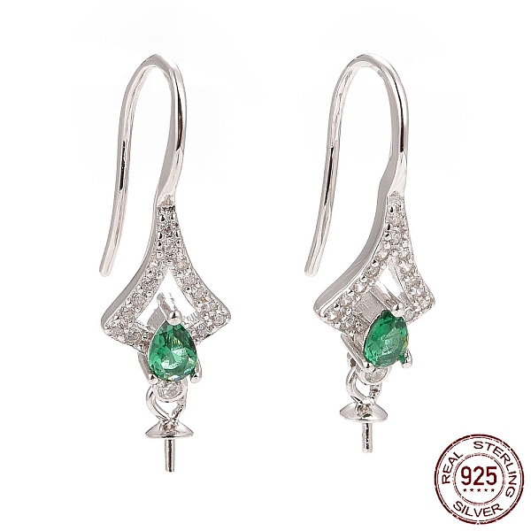 PandaHall Rhodium Plated 925 Sterling Silver Earring Hooks, with Medium Sea Green Cubic Zirconia, Twist Rhombus, for Half Drilled Beads...
PandaHall Rhodium Plated 925 Sterling Silver Earring Hooks, with Medium Sea Green Cubic Zirconia, Twist Rhombus, for Half Drilled Beads...