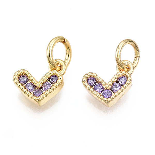 PandaHall Brass Micro Pave Cubic Zirconia Charms, with Jump Ring, Heart, Real 16K Gold Plated, Nickel Free, Mauve, 8x8x2mm, Jump Ring: 5x1mm..., Purple
PandaHall Brass Micro Pave Cubic Zirconia Charms, with Jump Ring, Heart, Real 16K Gold Plated, Nickel Free, Mauve, 8x8x2mm, Jump Ring: 5x1mm..., Purple