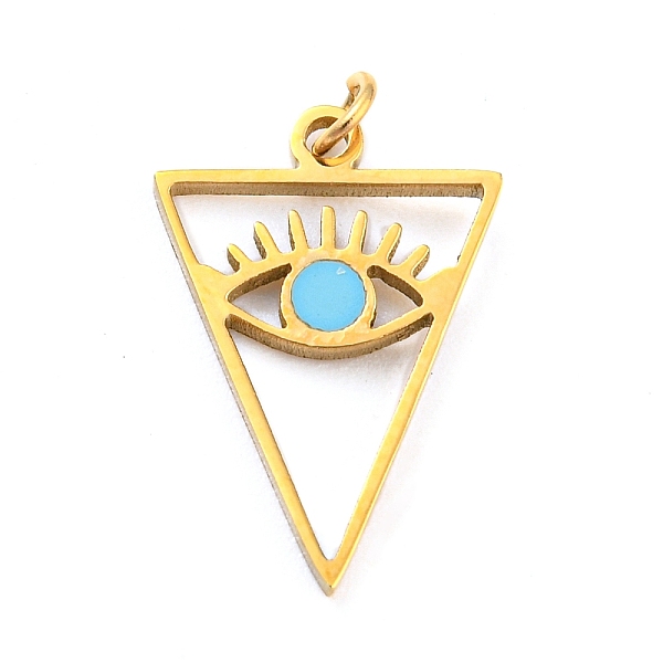 PandaHall 304 Stainless Steel Charms, with Enamel and Jump Ring, Real 14K Gold Plated, Triangle with Eye Charm, Light Sky Blue, 15x10x1mm...
PandaHall 304 Stainless Steel Charms, with Enamel and Jump Ring, Real 14K Gold Plated, Triangle with Eye Charm, Light Sky Blue, 15x10x1mm...