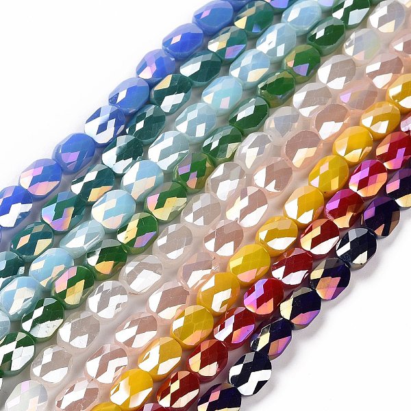 PandaHall Faceted Electroplated Glass Beads Strands, AB Color Plated, Opaque Solid Color, Oval, Mixed Color, 10.5x8x5mm, Hole: 1.5mm, about..., Multicolor
PandaHall Faceted Electroplated Glass Beads Strands, AB Color Plated, Opaque Solid Color, Oval, Mixed Color, 10.5x8x5mm, Hole: 1.5mm, about..., Multicolor
