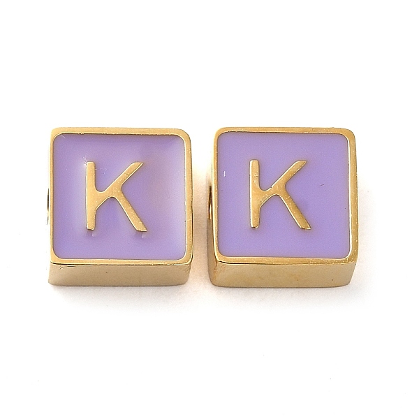 PandaHall 304 Stainless Steel Enamel Beads, Real 14K Gold Plated, Square with Letter, Letter K, 8x8x4mm, Hole: 2mm Stainless Steel+Enamel..., Purple
PandaHall 304 Stainless Steel Enamel Beads, Real 14K Gold Plated, Square with Letter, Letter K, 8x8x4mm, Hole: 2mm Stainless Steel+Enamel..., Purple